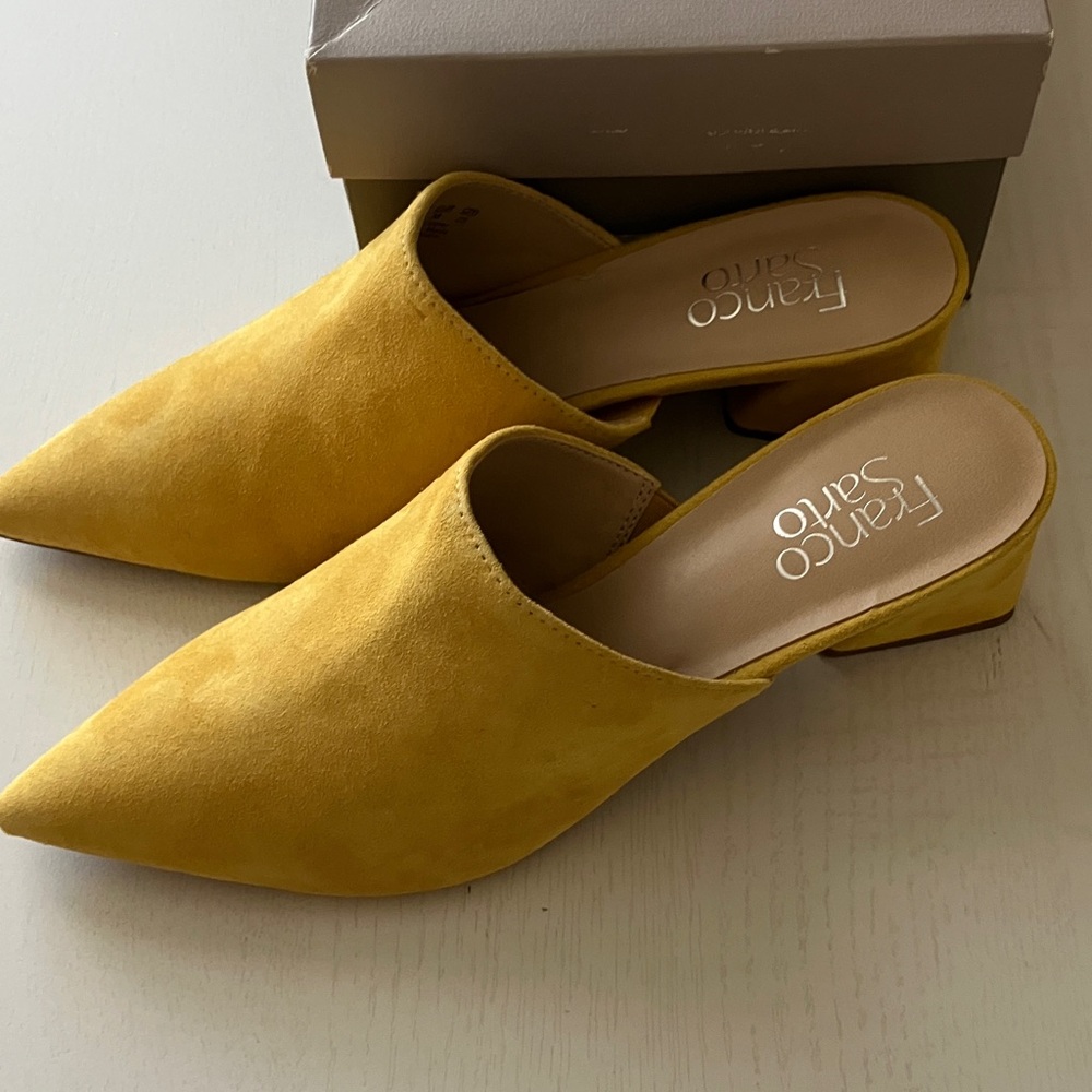 Franco Sarto Rianan Yellow Suede Mules (Size 8) NWT - Picture 5 of 16